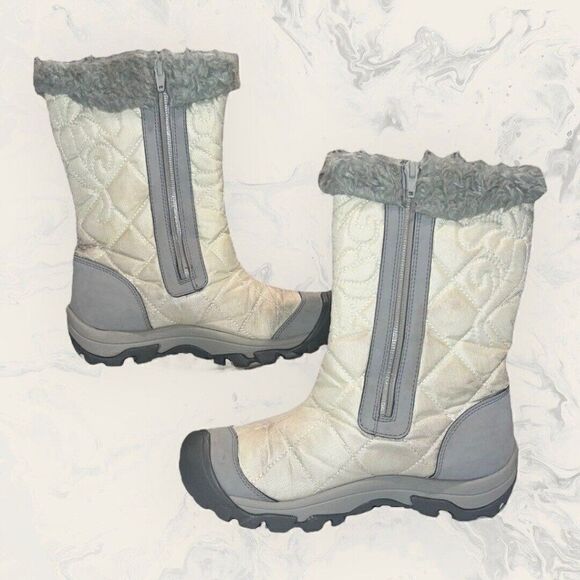 Keen Dry Warm 200 Gram Insulated Waterproof Ivory Gray Snow Boots Women Size 6 - Picture 4 of 11